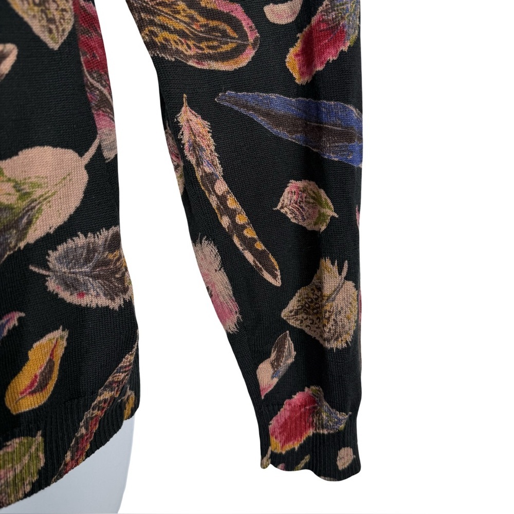 Liz Claiborne Multicolor Feather Print Silk Cardigan - Picture 7 of 11
